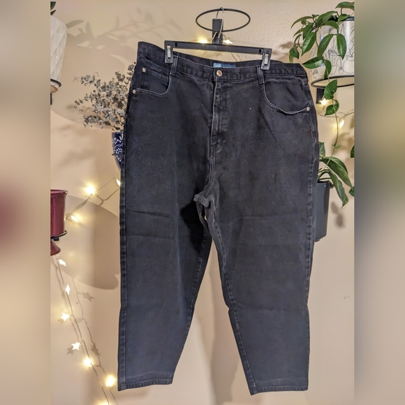 Vintage Plus Size Black Denim Jeans with Two Tone Button- Avenue Blues - Picture 2 of 6